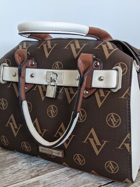Adrienne Vittadini Logo Satchel Handbag